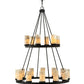 Meyda Lighting Loxley 42" 18-Light 2-Tier Chestnut Chandelier With White and Light Green Jadestone Shade