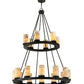 Meyda Lighting Loxley 42" 18-Light 2-Tier Chestnut Chandelier With White and Light Green Jadestone Shade