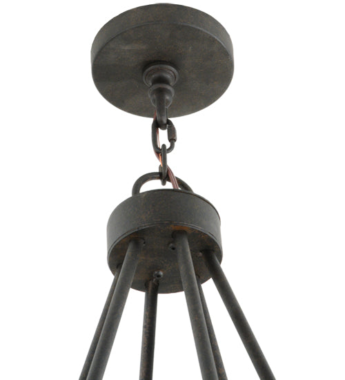 Meyda Lighting Loxley 42" 18-Light 2-Tier Chestnut Chandelier With White and Light Green Jadestone Shade