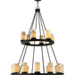 Meyda Lighting Loxley 42" 18-Light 2-Tier Chestnut Chandelier With White and Light Green Jadestone Shade