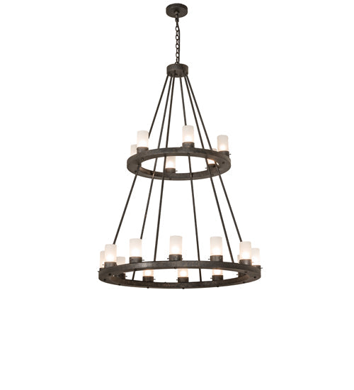 Meyda Lighting Loxley 42" 18-Light Golden Bronze Chandelier With Clear Frosted Shade Glass