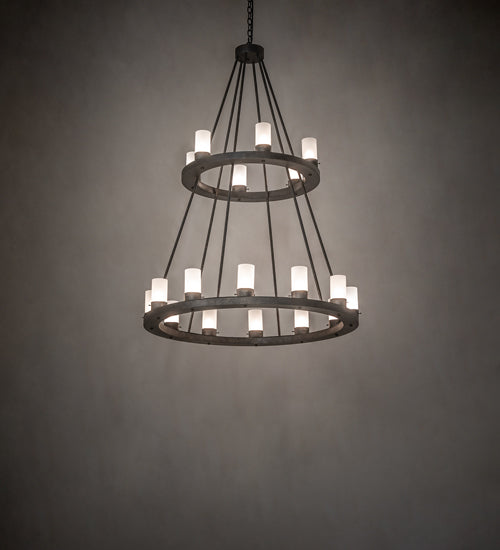 Meyda Lighting Loxley 42" 18-Light Golden Bronze Chandelier With Clear Frosted Shade Glass
