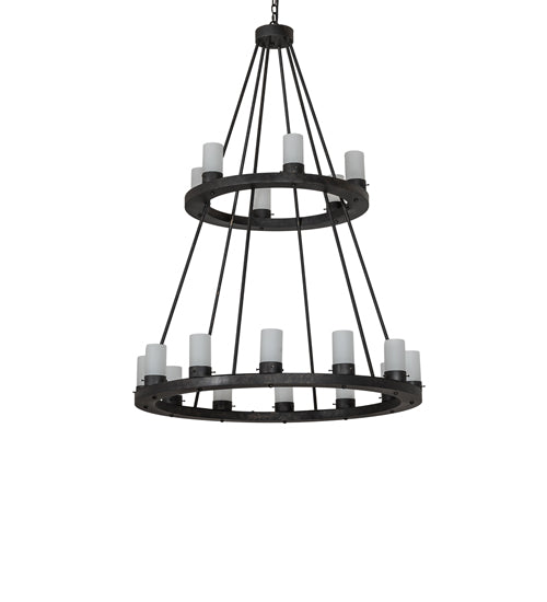 Meyda Lighting Loxley 42" 18-Light Golden Bronze Chandelier With Clear Frosted Shade Glass