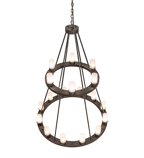 Meyda Lighting Loxley 42" 18-Light Golden Bronze Chandelier With Clear Frosted Shade Glass