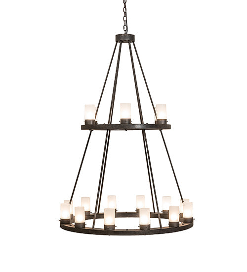 Meyda Lighting Loxley 42" 18-Light Golden Bronze Chandelier With Clear Frosted Shade Glass