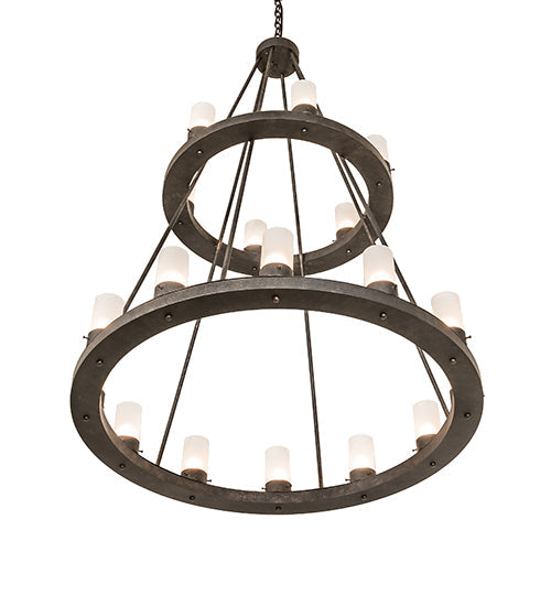 Meyda Lighting Loxley 42" 18-Light Golden Bronze Chandelier With Clear Frosted Shade Glass