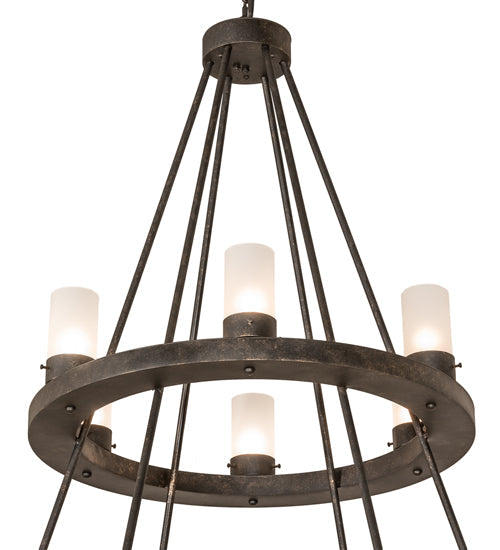 Meyda Lighting Loxley 42" 18-Light Golden Bronze Chandelier With Clear Frosted Shade Glass