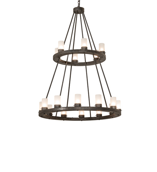 Meyda Lighting Loxley 42" 18-Light Golden Bronze Chandelier With Clear Frosted Shade Glass
