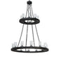 Meyda Lighting Loxley 42" 20-Light 2-Tier Textured Black Chandelier With Clear Seeded Shade Glass