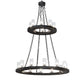 Meyda Lighting Loxley 42" 20-Light 2-Tier Textured Black Chandelier With Clear Seeded Shade Glass