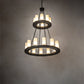 Meyda Lighting Loxley 42" 20-Light 2-Tier Wrought Iron Chandelier With Creme Carrara Idalight Shade