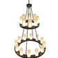 Meyda Lighting Loxley 42" 20-Light 2-Tier Wrought Iron Chandelier With Creme Carrara Idalight Shade