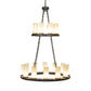 Meyda Lighting Loxley 42" 20-Light 2-Tier Wrought Iron Chandelier With Creme Carrara Idalight Shade