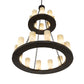 Meyda Lighting Loxley 42" 20-Light 2-Tier Wrought Iron Chandelier With Creme Carrara Idalight Shade