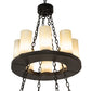 Meyda Lighting Loxley 42" 20-Light 2-Tier Wrought Iron Chandelier With Creme Carrara Idalight Shade
