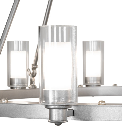 Meyda Lighting Loxley 46" 12-Light LED Sparkle Silver Cayuga Chandelier With Clear & White Shade Glass
