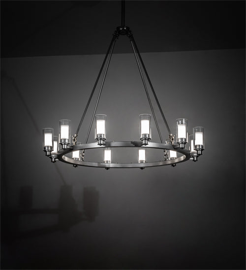 Meyda Lighting Loxley 46" 12-Light LED Sparkle Silver Cayuga Chandelier With Clear & White Shade Glass