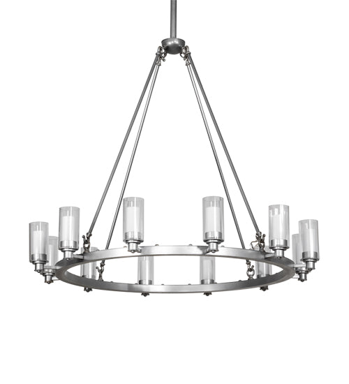 Meyda Lighting Loxley 46" 12-Light LED Sparkle Silver Cayuga Chandelier With Clear & White Shade Glass