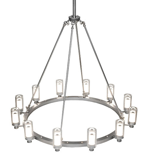 Meyda Lighting Loxley 46" 12-Light LED Sparkle Silver Cayuga Chandelier With Clear & White Shade Glass