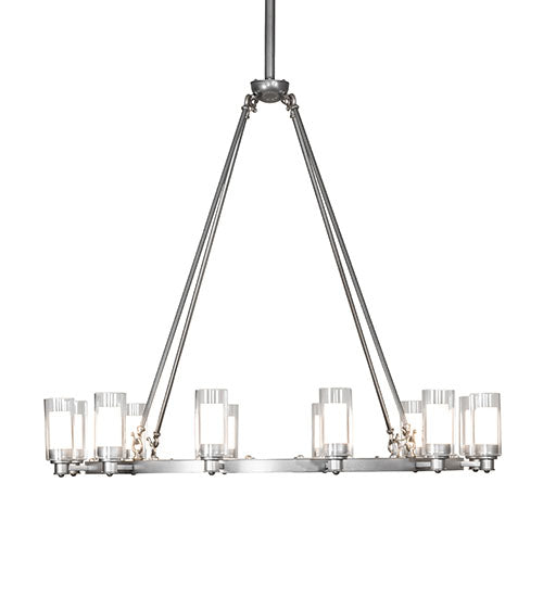 Meyda Lighting Loxley 46" 12-Light LED Sparkle Silver Cayuga Chandelier With Clear & White Shade Glass