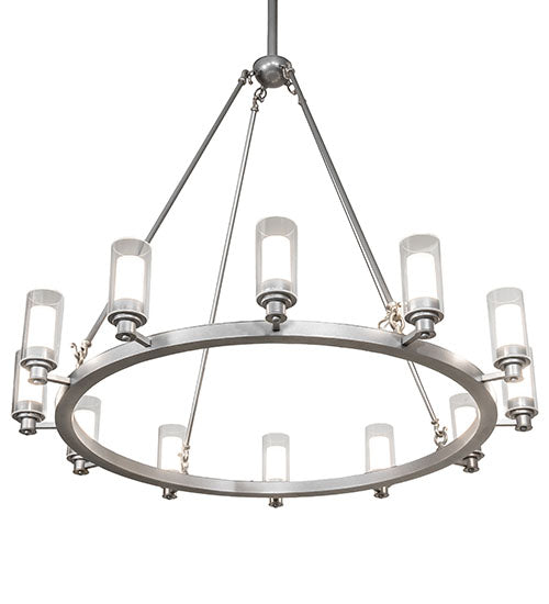 Meyda Lighting Loxley 46" 12-Light LED Sparkle Silver Cayuga Chandelier With Clear & White Shade Glass
