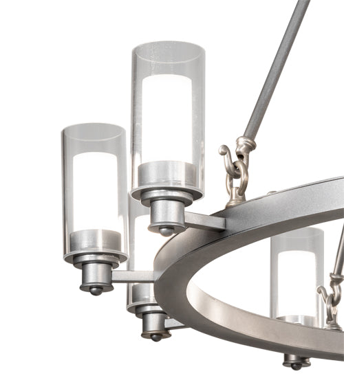 Meyda Lighting Loxley 46" 12-Light LED Sparkle Silver Cayuga Chandelier With Clear & White Shade Glass