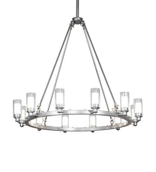 Meyda Lighting Loxley 46" 12-Light LED Sparkle Silver Cayuga Chandelier With Clear & White Shade Glass