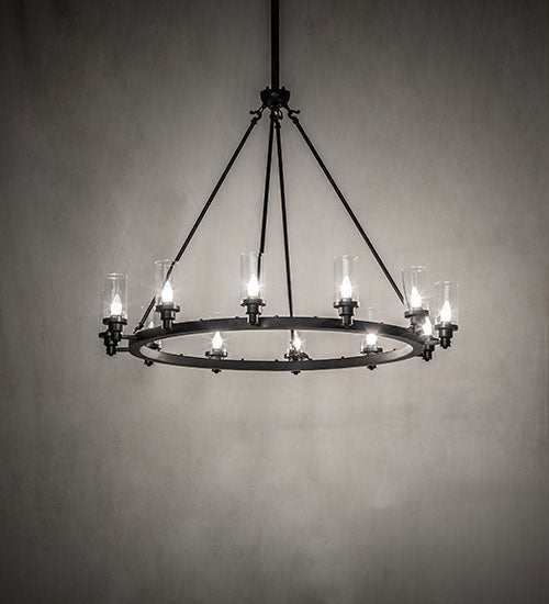 Meyda Lighting Loxley 46" 12-Light Textured Black Cayuga Chandelier With Clear Shade Glass