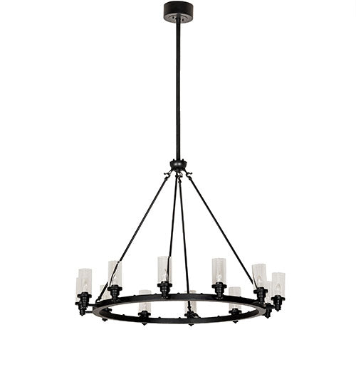 Meyda Lighting Loxley 46" 12-Light Textured Black Cayuga Chandelier With Clear Shade Glass