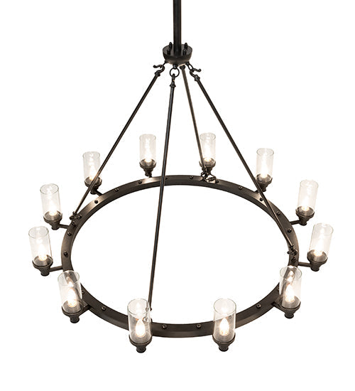 Meyda Lighting Loxley 46" 12-Light Textured Black Cayuga Chandelier With Clear Shade Glass