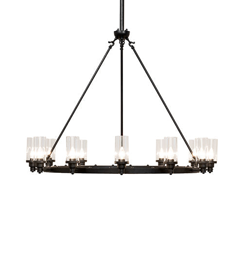 Meyda Lighting Loxley 46" 12-Light Textured Black Cayuga Chandelier With Clear Shade Glass