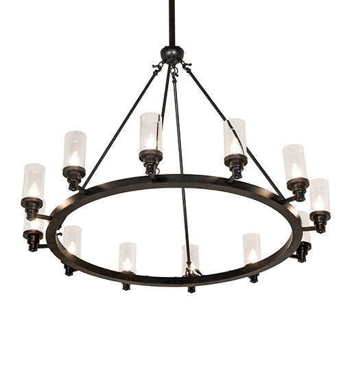 Meyda Lighting Loxley 46" 12-Light Textured Black Cayuga Chandelier With Clear Shade Glass