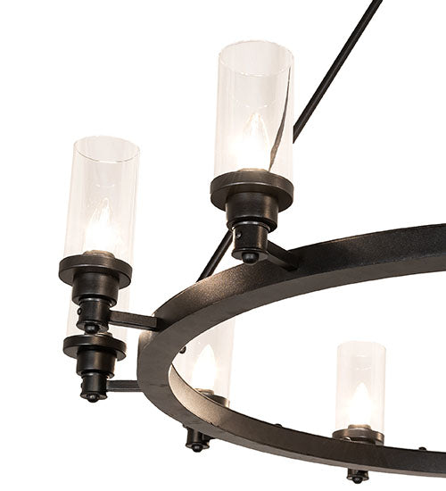 Meyda Lighting Loxley 46" 12-Light Textured Black Cayuga Chandelier With Clear Shade Glass
