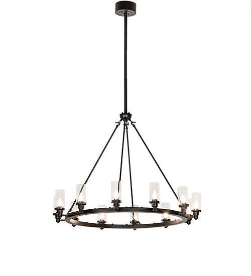 Meyda Lighting Loxley 46" 12-Light Textured Black Cayuga Chandelier With Clear Shade Glass