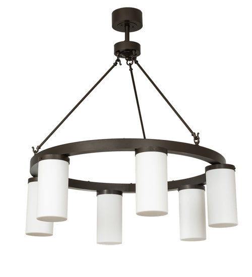 Meyda Lighting Loxley 46" 6-Light Bronze Needham Chandelier With White Statuario Idalight Shade