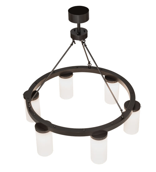Meyda Lighting Loxley 46" 6-Light Bronze Needham Chandelier With White Statuario Idalight Shade
