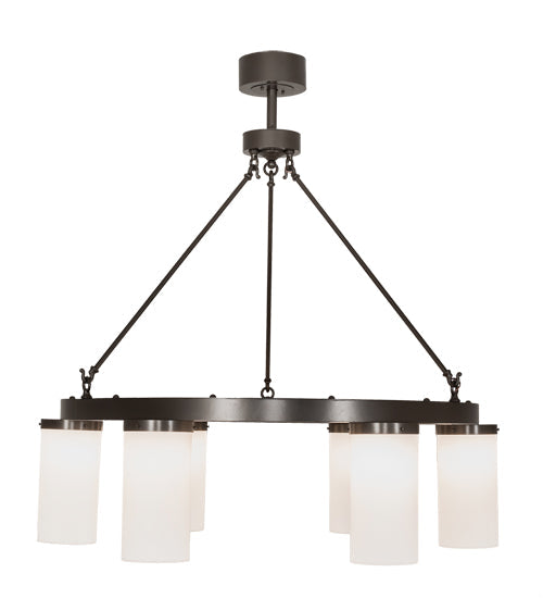 Meyda Lighting Loxley 46" 6-Light Bronze Needham Chandelier With White Statuario Idalight Shade