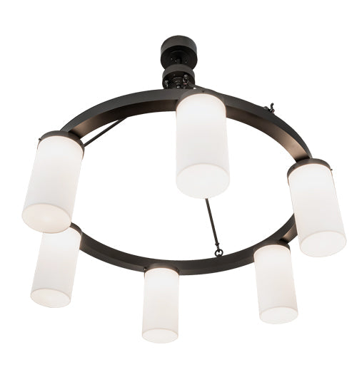 Meyda Lighting Loxley 46" 6-Light Bronze Needham Chandelier With White Statuario Idalight Shade