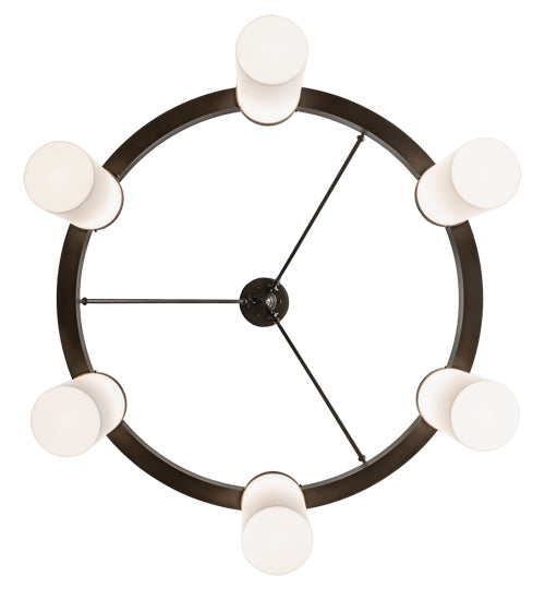 Meyda Lighting Loxley 46" 6-Light Bronze Needham Chandelier With White Statuario Idalight Shade