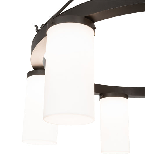Meyda Lighting Loxley 46" 6-Light Bronze Needham Chandelier With White Statuario Idalight Shade