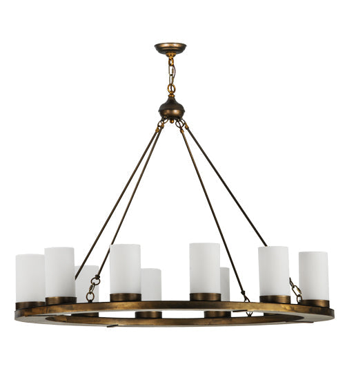Meyda Lighting Loxley 48" 12-Light Antique Copper Chandelier With White Shade Glass