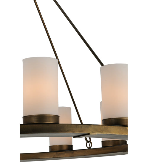Meyda Lighting Loxley 48" 12-Light Antique Copper Chandelier With White Shade Glass