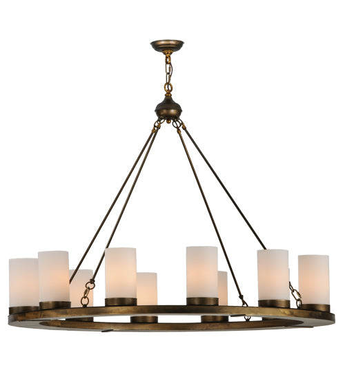 Meyda Lighting Loxley 48" 12-Light Antique Copper Chandelier With White Statuario Idalight Shade