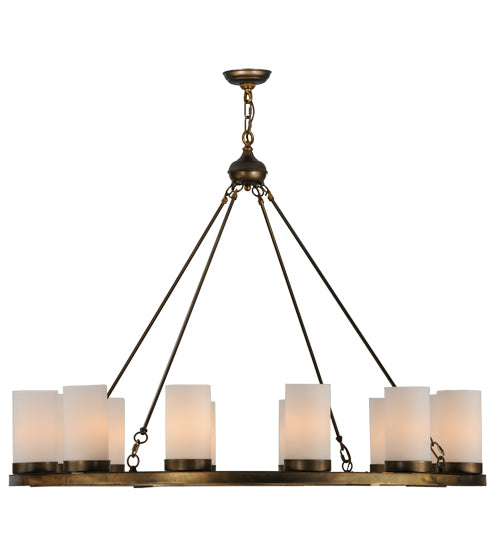 Meyda Lighting Loxley 48" 12-Light Antique Copper Chandelier With White Statuario Idalight Shade