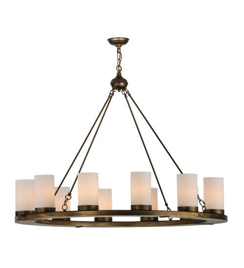 Meyda Lighting Loxley 48" 12-Light Antique Copper Chandelier With White Statuario Idalight Shade
