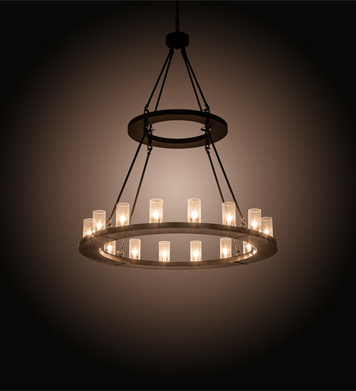 Meyda Lighting Loxley 48" 16-Light 2-Tier Timeless Bronze Chandelier With Clear Seeded Shade Glass