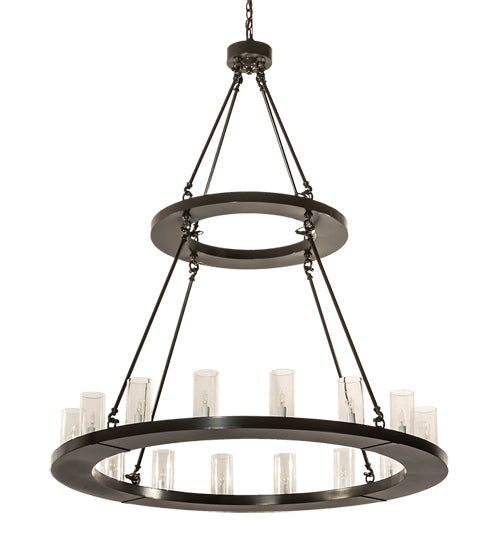 Meyda Lighting Loxley 48" 16-Light 2-Tier Timeless Bronze Chandelier With Clear Seeded Shade Glass