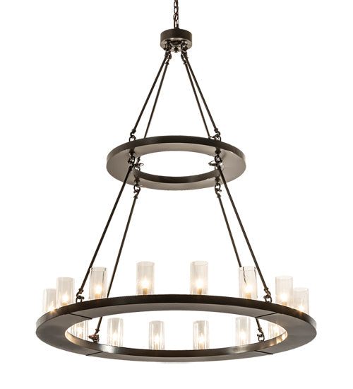 Meyda Lighting Loxley 48" 16-Light 2-Tier Timeless Bronze Chandelier With Clear Seeded Shade Glass