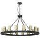Meyda Lighting Loxley 48" 16-Light Antique Irongate Chandelier With Green & Blue Jadestone Shade