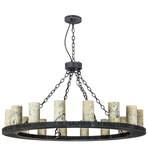 Meyda Lighting Loxley 48" 16-Light Antique Irongate Chandelier With Green & Blue Jadestone Shade